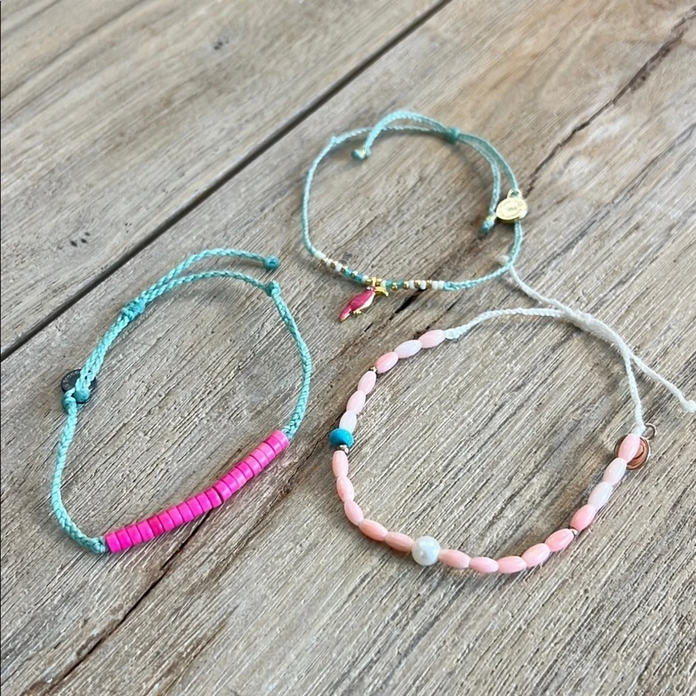 Pura Vida Bracelet Bundle Parrot Toucan Bird Shell Bead Pearl Pink Rare Gold - Picture 2 of 8